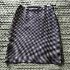 Ann Taylor Black and Cream Polka Dot Silk Pencil Skirt